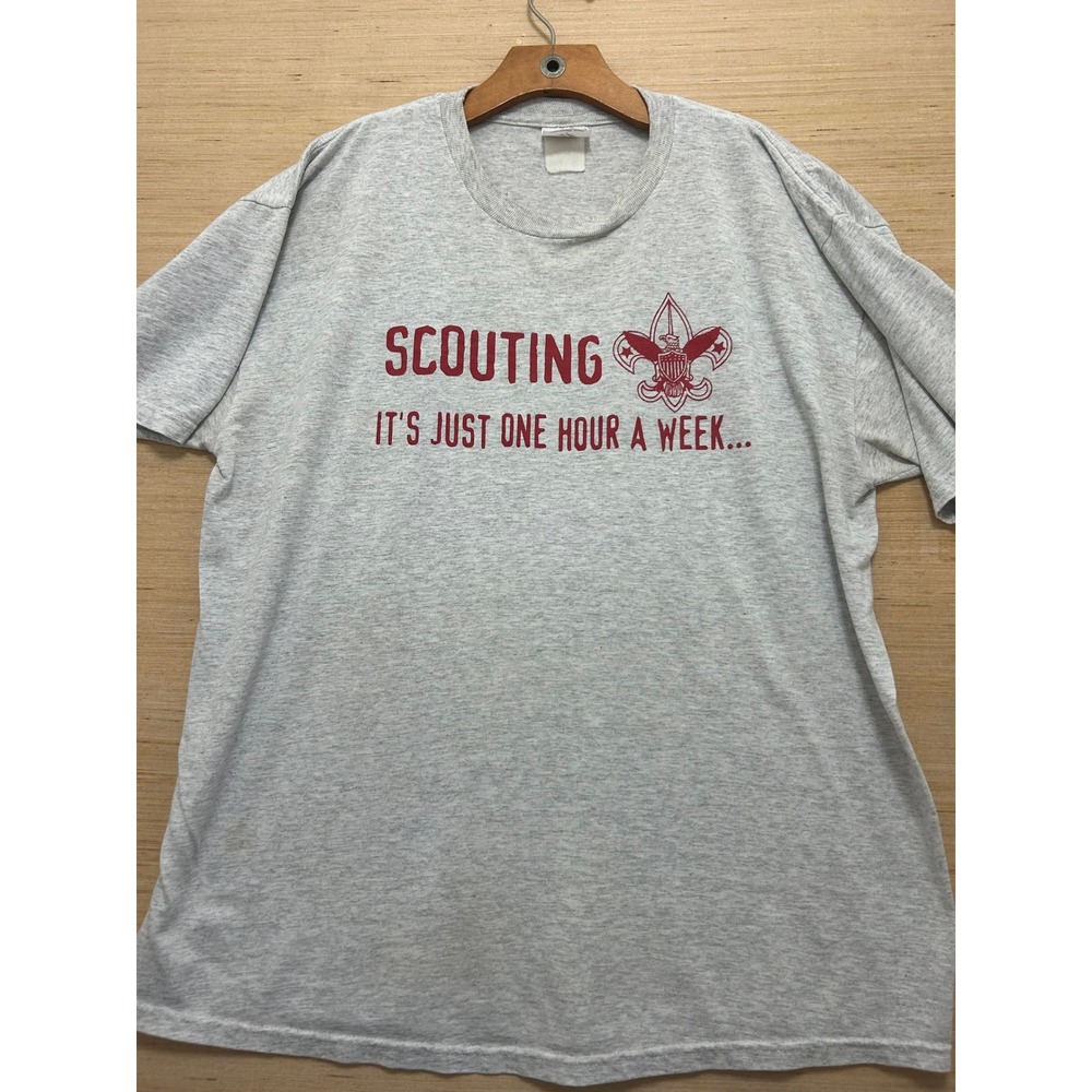 Vintage Jerzees Scouting It's‎ Just One Hour A Week T-Shirt Funny Back